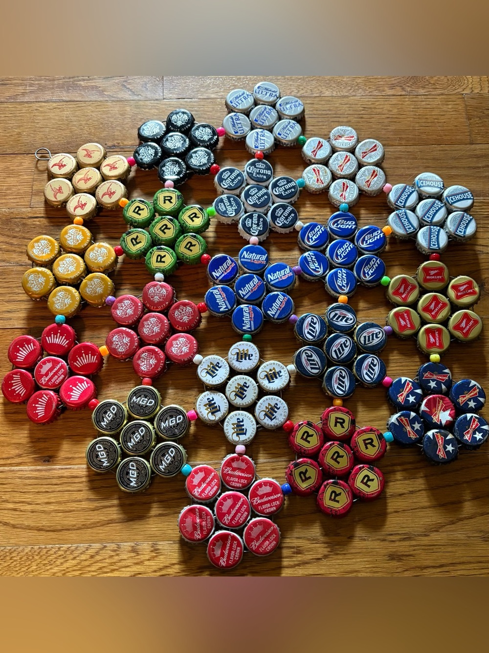 Beer Bottle Cap Star, 15” x 15”, Vintage